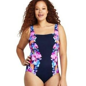 Land’s End Cascade Square-neck Tummy Control Swimsuit Size 6
